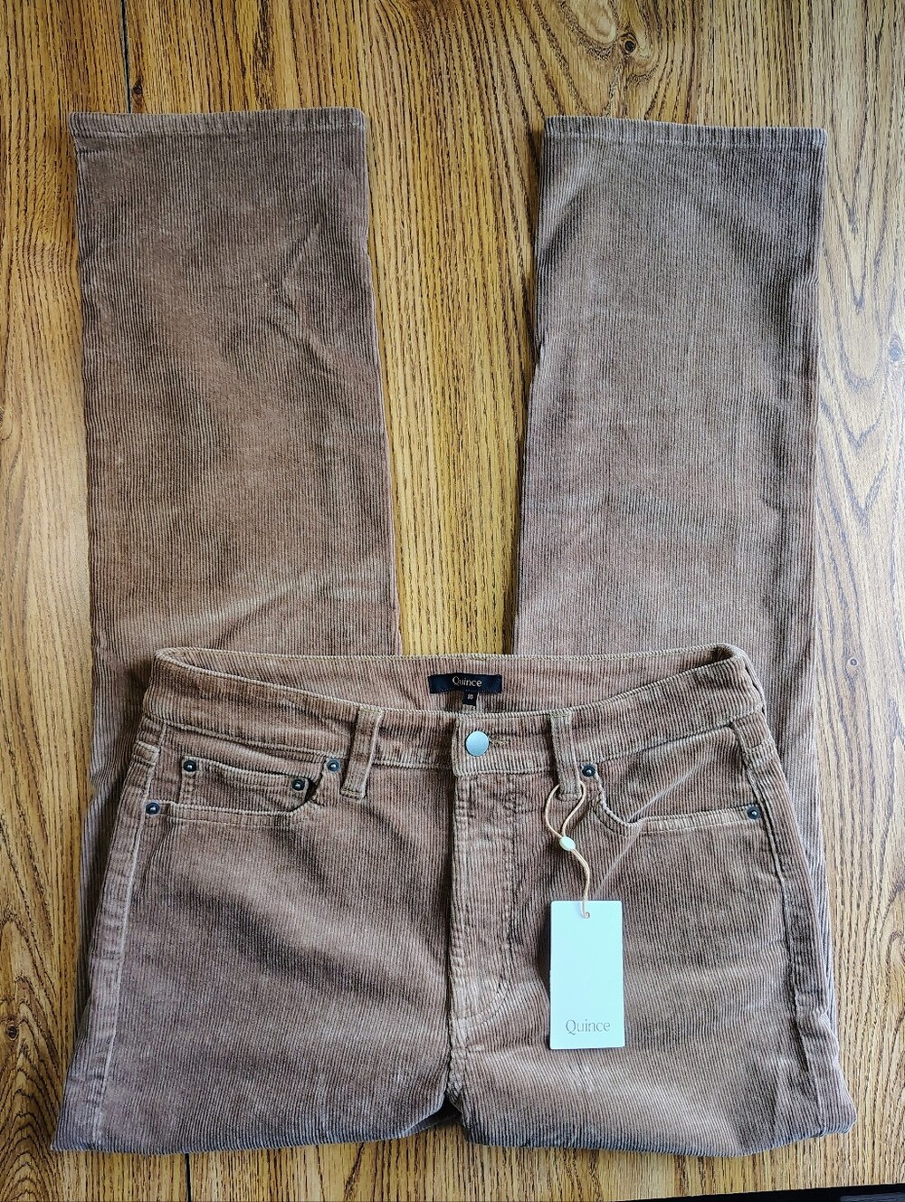 NWT Quince Organic Cotton Women's Straight-Leg Corduroy Pant Warm Brown sz 10. - Picture 7 of 16